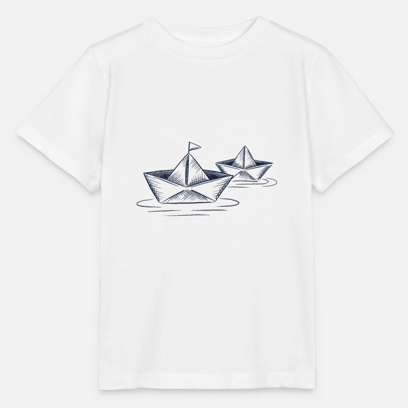 Papier Boote schöne Zeichnung gefaltete Boote - Stanley/Stella Kinder T-Shirt MINI CREATOR  - Weiß