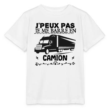 T shirt je peux pas je me barre en camion ! - T-shirt bio MINI CREATOR Stanley/Stella Enfant - blanc - Devant - Maike (125cm)
