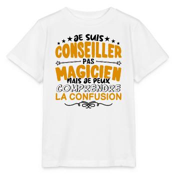 Conseiller pas Magicien | le Meilleur Conseiller - T-shirt bio MINI CREATOR Stanley/Stella Enfant - blanc - Devant - Maike (125cm)