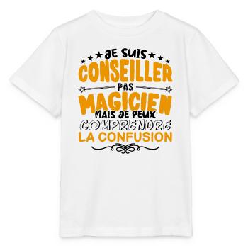Conseiller pas Magicien | le Meilleur Conseiller - T-shirt bio MINI CREATOR Stanley/Stella Enfant - blanc - Devant - Maike (125cm)