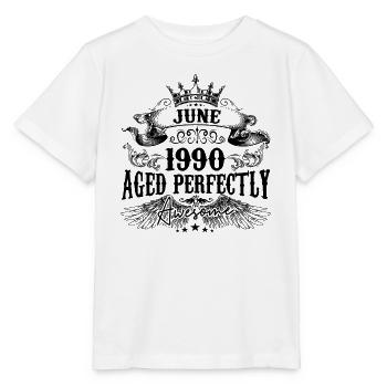 1990 | June Aged Perfectly 1990 Geburtstagsgeschenk - Stanley/Stella Kinder T-Shirt MINI CREATOR  - Weiß - Vorne - Maike (125cm)