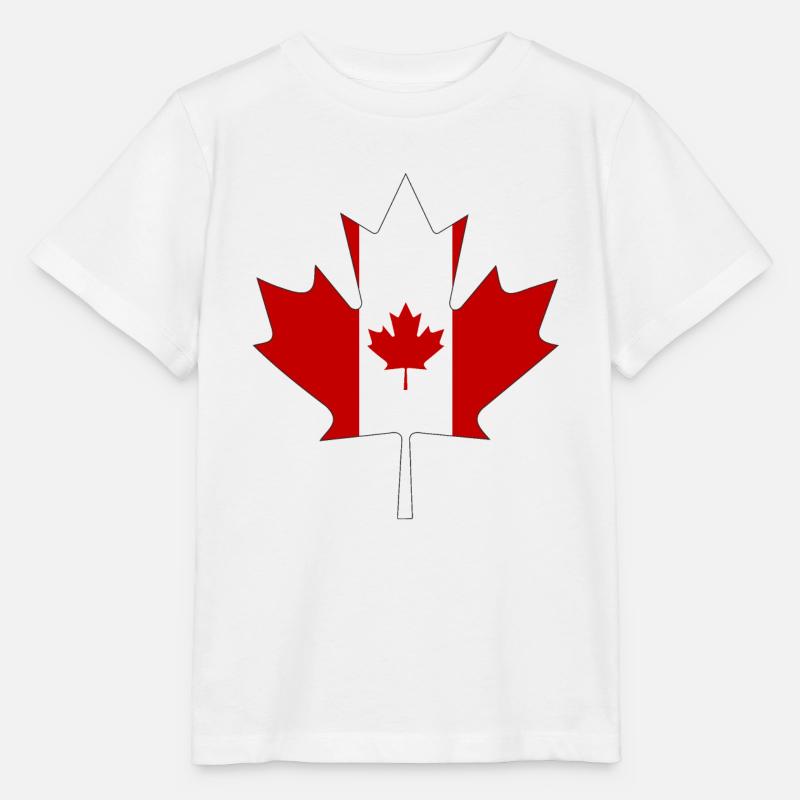 Drapeau du Canada comme feuille d'érable avec cadre noir - T-shirt bio MINI CREATOR Stanley/Stella Enfant - blanc