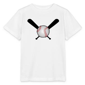 Baseball avec batte de baseball sur croix - T-shirt bio MINI CREATOR Stanley/Stella Enfant - blanc - Devant - Maike (125cm)