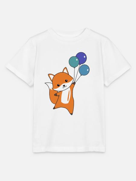 Fuchs süß Tier fliegt Luftballons Kinder Füchse - Stanley/Stella Kinder T-Shirt MINI CREATOR  - Weiß