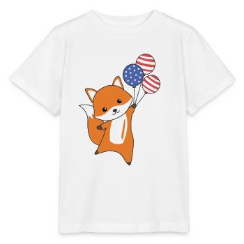 Fox flies balloons usa top cute animals foxes - Stanley/Stella MINI CREATOR Kids’ T-Shirt - white - Front - Maike (125cm)