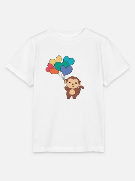 Regenbogen Herzen Pride LGBTQ Luftballons Affe - Stanley/Stella Kinder T-Shirt MINI CREATOR - Weiß
