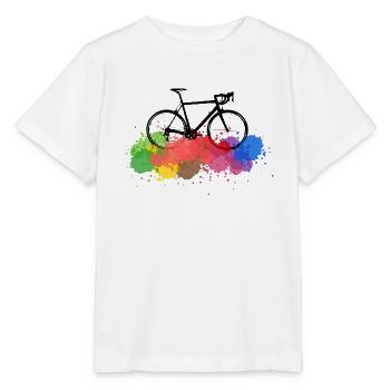 Rennrad Farbkleckse - Stanley/Stella Kinder T-Shirt MINI CREATOR  - Weiß - Vorne - Maike (125cm)