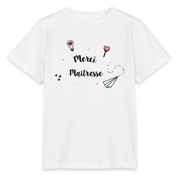 Merci maitresse coeur - T-shirt bio MINI CREATOR Stanley/Stella Enfant - blanc - Devant - Maike (125cm)