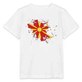 North Macedonia Macedonia flag as a splash of color - Stanley/Stella MINI CREATOR Kids’ T-Shirt - white - Front - Maike (125cm)