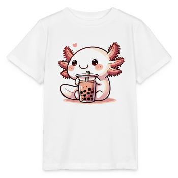 Axolotls trinken Bubble Tea kawaii Boba Axolotl - Stanley/Stella Kinder T-Shirt MINI CREATOR  - Weiß - Vorne - Maike (125cm)