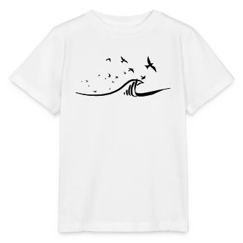 Flug von Möwen über den Wellen - Stanley/Stella Kinder T-Shirt MINI CREATOR  - Weiß - Vorne - Maike (125cm)