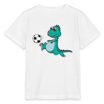 Dino Fussball süß -Kind Geschenk - Stanley/Stella Kinder T-Shirt MINI CREATOR  - Weiß - Vorne - Maike (125cm)