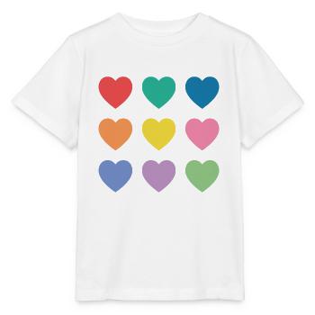 Mehrfarbige Herzen - Stanley/Stella Kinder T-Shirt MINI CREATOR  - Weiß - Vorne - Maike (125cm)