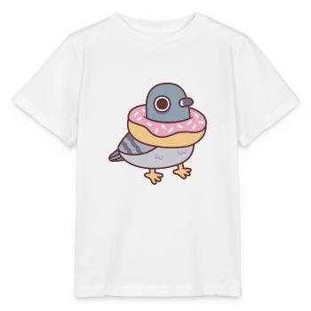 Niedliche Taube mit Donut um den Hals - Stanley/Stella Kinder T-Shirt MINI CREATOR  - Weiß - Vorne - Maike (125cm)
