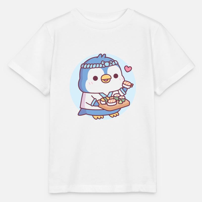Niedlicher blauer Pinguin-Sushi-Koch - Stanley/Stella Kinder T-Shirt MINI CREATOR  - Weiß