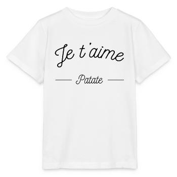 je t'aime patate - T-shirt bio MINI CREATOR Stanley/Stella Enfant - blanc - Devant - Maike (125cm)