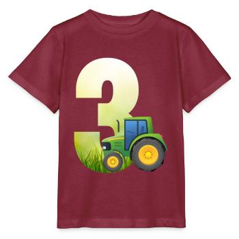 3 ans de tracteur anniversaire - T-shirt bio MINI CREATOR Stanley/Stella Enfant - bordeaux - Devant - Kain (125cm)