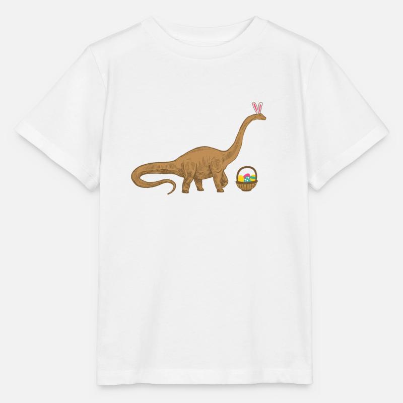 Happy Easter Dinosaur Brontosaurus Apatasaurus - Stanley/Stella MINI CREATOR Kids’ T-Shirt - white