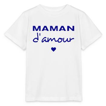 Maman d'Amour - Cœur Bleu - T-shirt bio MINI CREATOR Stanley/Stella Enfant - blanc - Devant - Maike (125cm)