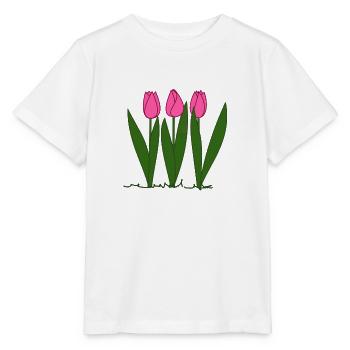 Tulipes roses, printemps, printemps - T-shirt bio MINI CREATOR Stanley/Stella Enfant - blanc - Devant - Maike (125cm)