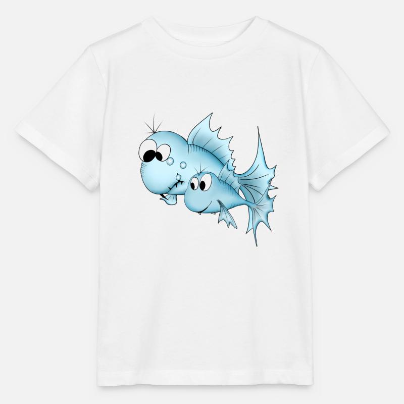 Poisson poisson bleu - T-shirt bio MINI CREATOR Stanley/Stella Enfant - blanc