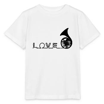 Horn Amour * Love Horn * Waldhorn * I love music - T-shirt bio MINI CREATOR Stanley/Stella Enfant - blanc - Devant - Maike (125cm)