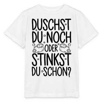 Duschst du noch oder stinkst Du schon? Winter - Stanley/Stella Kinder T-Shirt MINI CREATOR  - Weiß - Vorne - Maike (125cm)