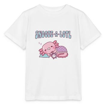 Mignon Dormir Axolotl Snooze A Lotl Jeu de mots drôle - T-shirt bio MINI CREATOR Stanley/Stella Enfant - blanc - Devant - Maike (125cm)