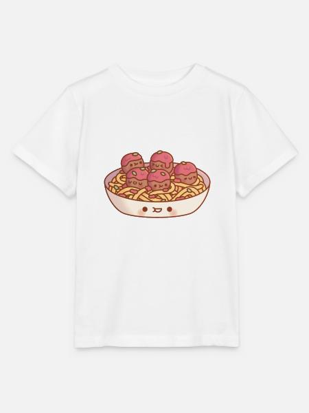 Süße Spaghetti und Fleischbällchen Pasta - Stanley/Stella Kinder T-Shirt MINI CREATOR - Weiß