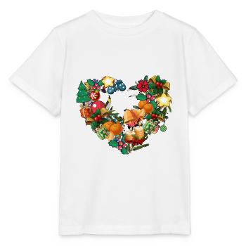 Coeur,Noël,Coeur de l’Avent,Coeur de fleur - T-shirt bio MINI CREATOR Stanley/Stella Enfant - blanc - Devant - Maike (125cm)