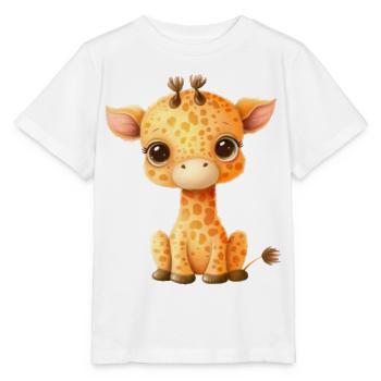 Süße Cartoon-Baby-Giraffe mit Glubschaugen - Stanley/Stella Kinder T-Shirt MINI CREATOR  - Weiß - Vorne - Maike (125cm)