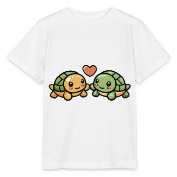 Turtle Couple Love Couple In Love - Stanley/Stella MINI CREATOR Kids’ T-Shirt - white - Front - Maike (125cm)