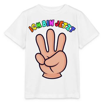 Ich bin Jetzt 3 Jahre alt Hand Finger - Stanley/Stella Kinder T-Shirt MINI CREATOR  - Weiß - Vorne - Maike (125cm)