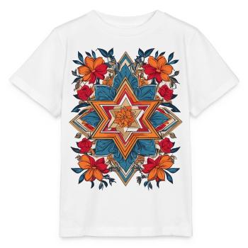 Jewish Star with Flowers - Stanley/Stella MINI CREATOR Kids’ T-Shirt - white - Front - Maike (125cm)