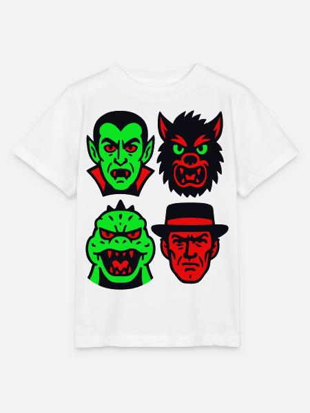 4 Griezelige monsters - Stanley/Stella Kinder-T-shirt MINI CREATOR  - wit