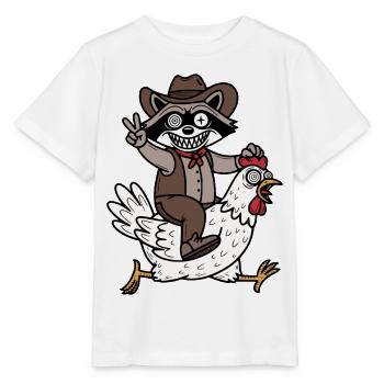 Crazy raccoon and crazy chicken - Stanley/Stella MINI CREATOR Kids’ T-Shirt - white - Front - Maike (125cm)