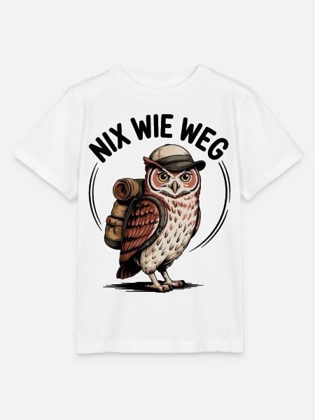 Wandernde Eule mit Rucksack - Stanley/Stella Kinder T-Shirt MINI CREATOR  - Weiß