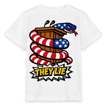 They are lying! Politics Snake - Stanley/Stella MINI CREATOR Kids’ T-Shirt - white - Front - Maike (125cm)