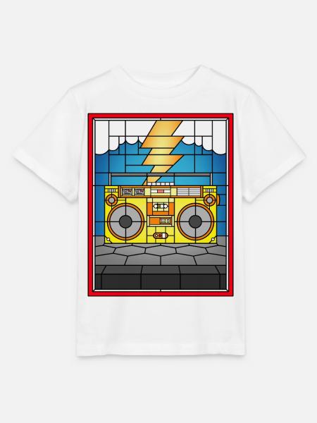 Buntglas-Boombox-Illustration - Stanley/Stella Kinder T-Shirt MINI CREATOR - Weiß