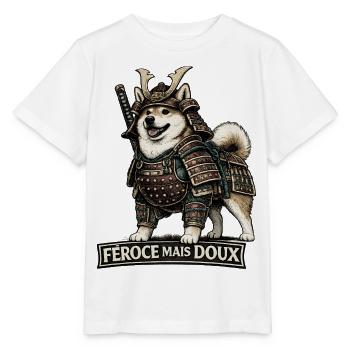 Shiba Inu Samouraï Féroce Mais Doux  - T-shirt bio MINI CREATOR Stanley/Stella Enfant - blanc - Devant - Maike (125cm)