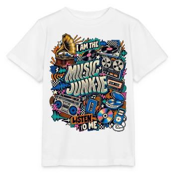 Music Junkie – Retro Musik Collage - Stanley/Stella Kinder T-Shirt MINI CREATOR  - Weiß - Vorne - Maike (125cm)