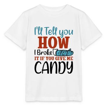 I'll Tell You How I Broke It If You Give Me Candy - Stanley/Stella Kinder T-Shirt MINI CREATOR  - Weiß - Vorne - Maike (125cm)