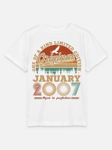 18 Jahre altes Geburtstagsgeschenk, geboren im Januar 2007 - Stanley/Stella Kinder T-Shirt MINI CREATOR - Weiß