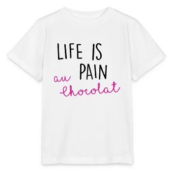 Life is Pain au Chocolat funny saying gift - Stanley/Stella MINI CREATOR Kids’ T-Shirt - white - Front - Maike (125cm)