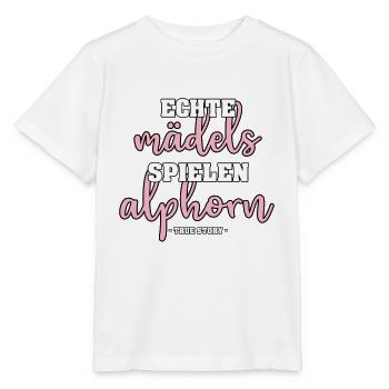 ECHTE MÄDELS SPIELEN ALPHORN MUSIKINSTRUMENT HORN - Stanley/Stella Kinder T-Shirt MINI CREATOR  - Weiß - Vorne - Maike (125cm)