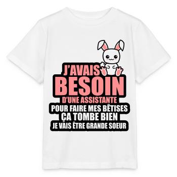 besoin d'une assistante je vais être grande soeur - T-shirt bio MINI CREATOR Stanley/Stella Enfant - blanc - Devant - Maike (125cm)