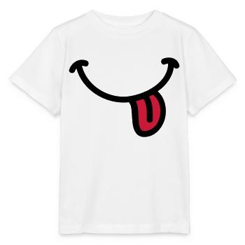 Smiley Grinsen Zunge - Stanley/Stella Kinder T-Shirt MINI CREATOR  - Weiß - Vorne - Maike (125cm)