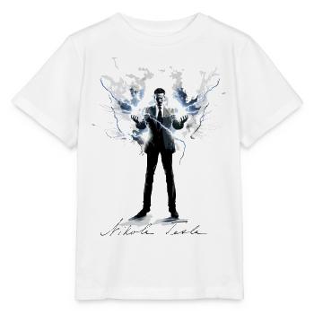 Nikola Tesla inmitten von Blitzen - Stanley/Stella Kinder T-Shirt MINI CREATOR  - Weiß - Vorne - Maike (125cm)