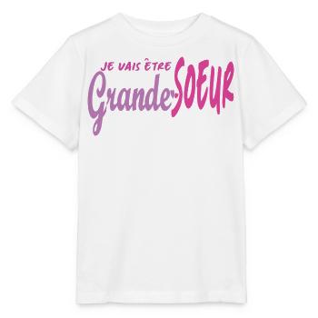 Je vais être Grande Sœur – Annonce de Grossesse - T-shirt bio MINI CREATOR Stanley/Stella Enfant - blanc - Devant - Maike (125cm)