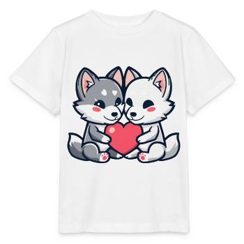 Wolf Couple Love Couple In Love - Stanley/Stella MINI CREATOR Kids’ T-Shirt - white - Front - Maike (125cm)